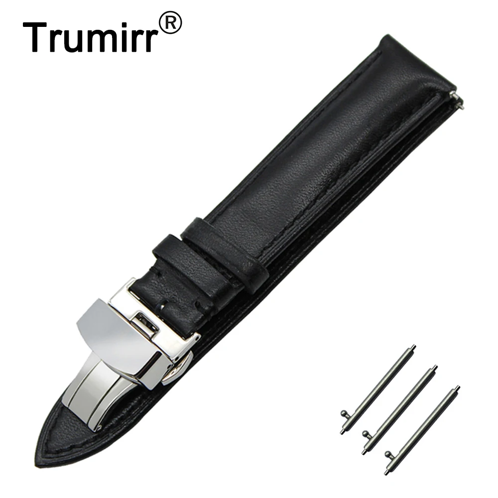 18mm 20mm 22mm Genuine Leather Watch Band Quick Release Strap For Hamilton Butterfly Buckle
