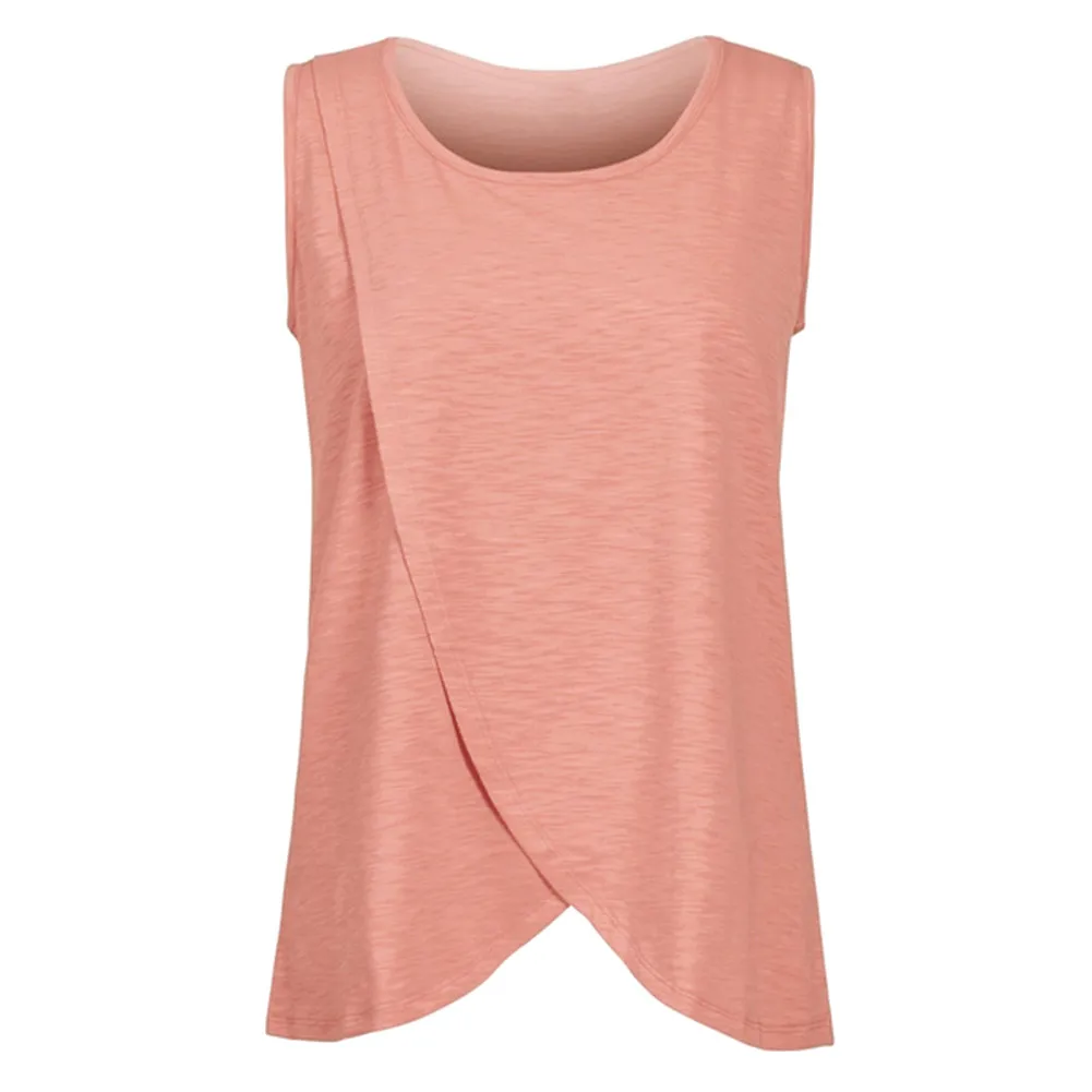 Las mujeres Blusa De maternidad De enfermería abrigo Top sin mangas tapa De doble capa T camisa camisas Ropa materna De Moda