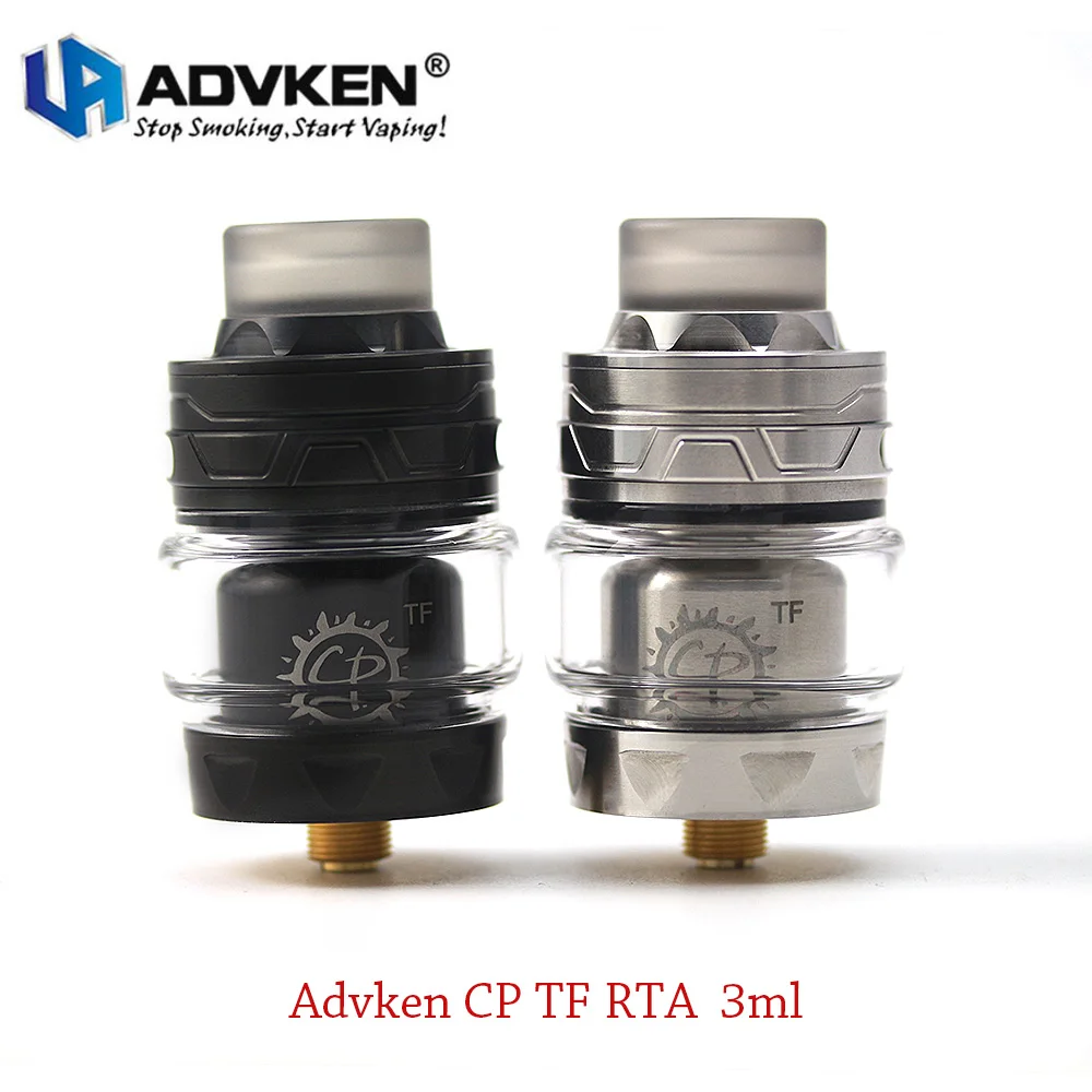 

Newest Atomizer Vape Advken CP TF RTA 24mm Dual Posts E-cigs Tank with Knurled Top Caps fit 510 ecigarette box mod vs Zeus RTA