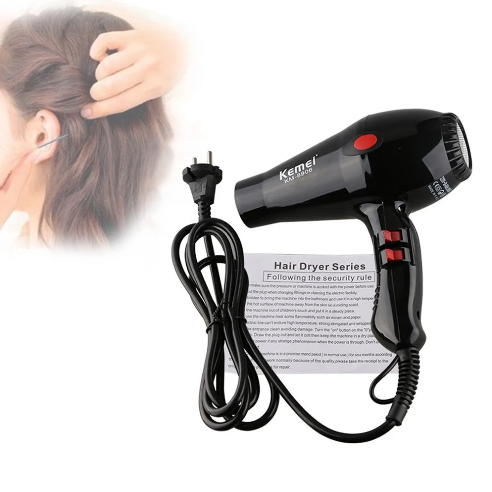 

Professional Hot cold Anion Hair Dryer Hair Salon 1900W 220V Household High-power ABS Portable Electric Blower EU Plug KM-8906
