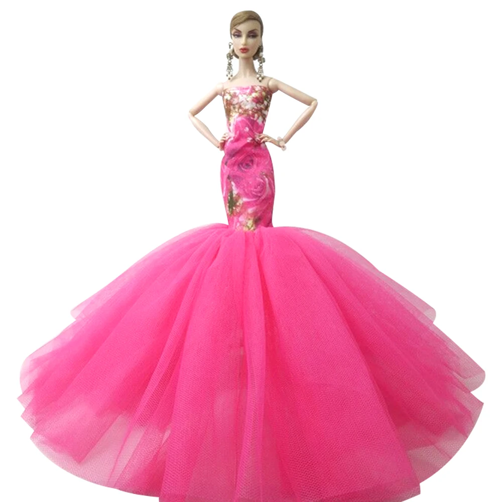 NK один набор кукла длинное свадебное платье с рыбий хвост одежда платье модные юбки вечерние платья для куклы Барби аксессуары G257 JJ