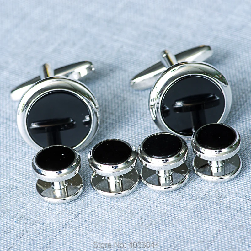 formal shirts men 6pcs black onyx tuxedo cufflinks set cuff links stud for wedding Accessory