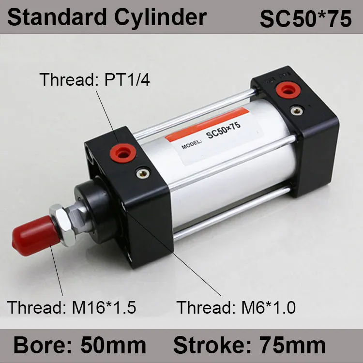 

SC50*75 SC Series Standard Air Cylinders Valve 50mm Bore 75mm Stroke SC50-75 Single Rod Double Acting Pneumatic Cylinder