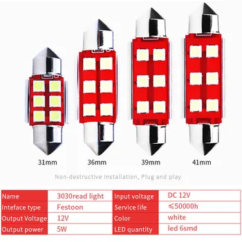 

150pcs car blub LED canbus festoon 31mm 36mm 39mm 41mm Interior Lights White NO OBC ERROR 6SMD 3030 reading lamp 12v Dome Lamp