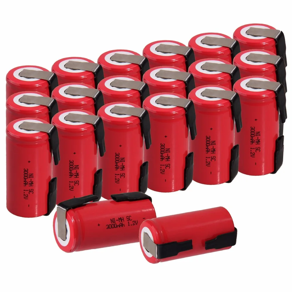 

20 pcs SC 3000mah 1.2v battery NIMH rechargeable batteries for power tools 4.25cm*2.2cm for electric screwdriver electric drill