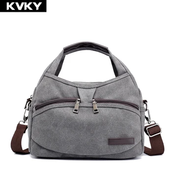 

KVKY Brand Canvas Bag Women Handbags Multi-pocket Hobos Shoulder Bag Female Casual Tote Bag Ladies Crossbody Bag Bolsas Feminina