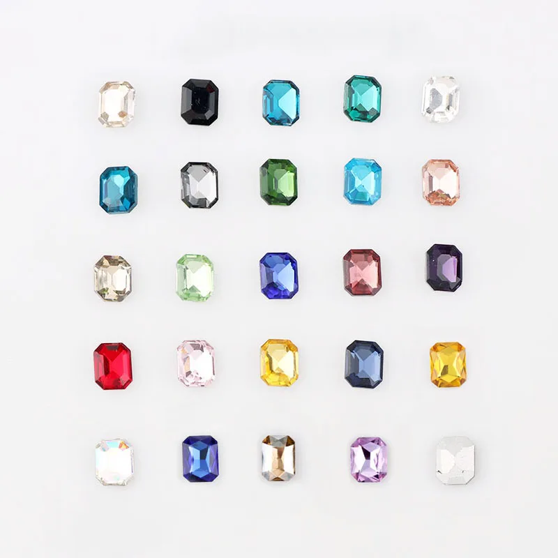 

10Pcs 10x14mm Rectangle Octagon Pointed Back Crystal Fancy Stone Glass Stones For DIY Wedding Dress Jewelry Stones Beads