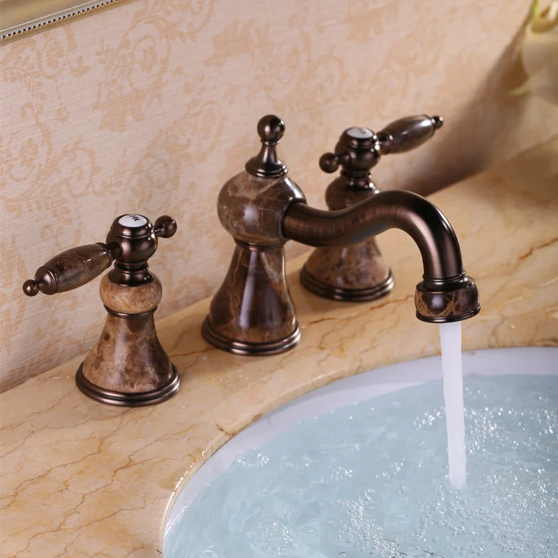 

The Contemporary German full copper faucet marble cold European antique gold three basin faucet