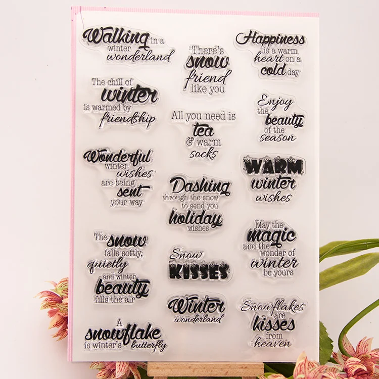 

High quality diy scrapbooking clear stamp" Greetings sentence" for wedding gift paper card christmas gift YZ-050