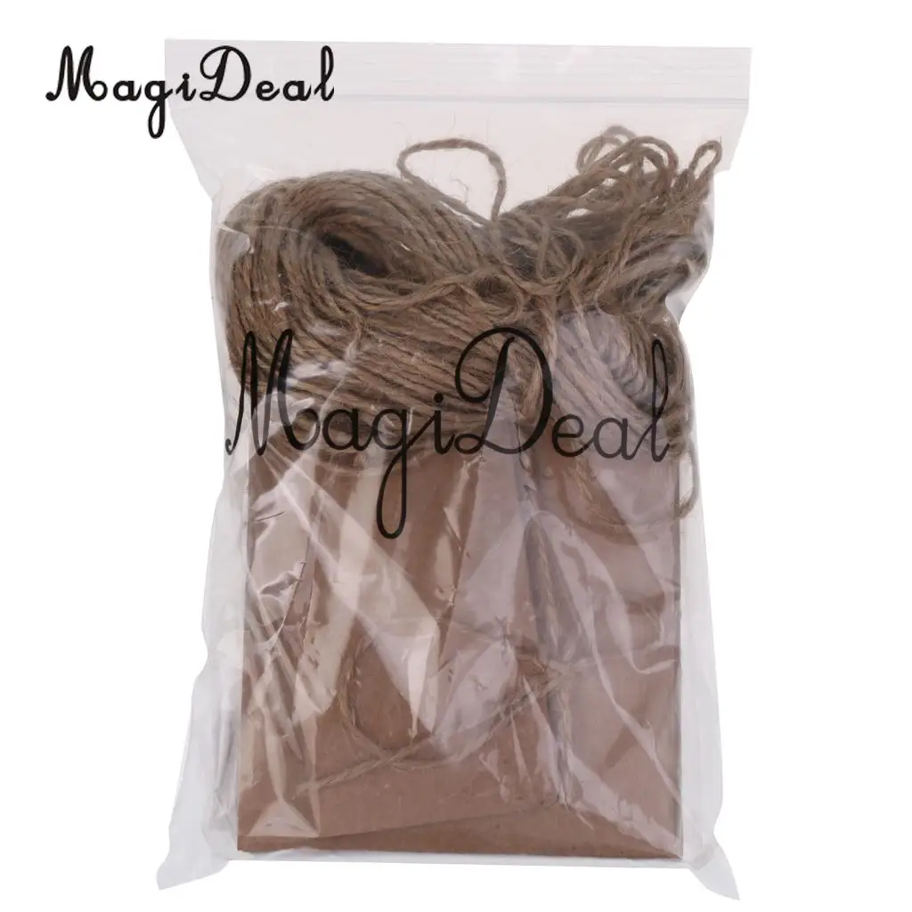 MagiDeal Delicate 50x Kraft Paper Blank Place Name Card Rustic Wedding Table Card Twine Bow