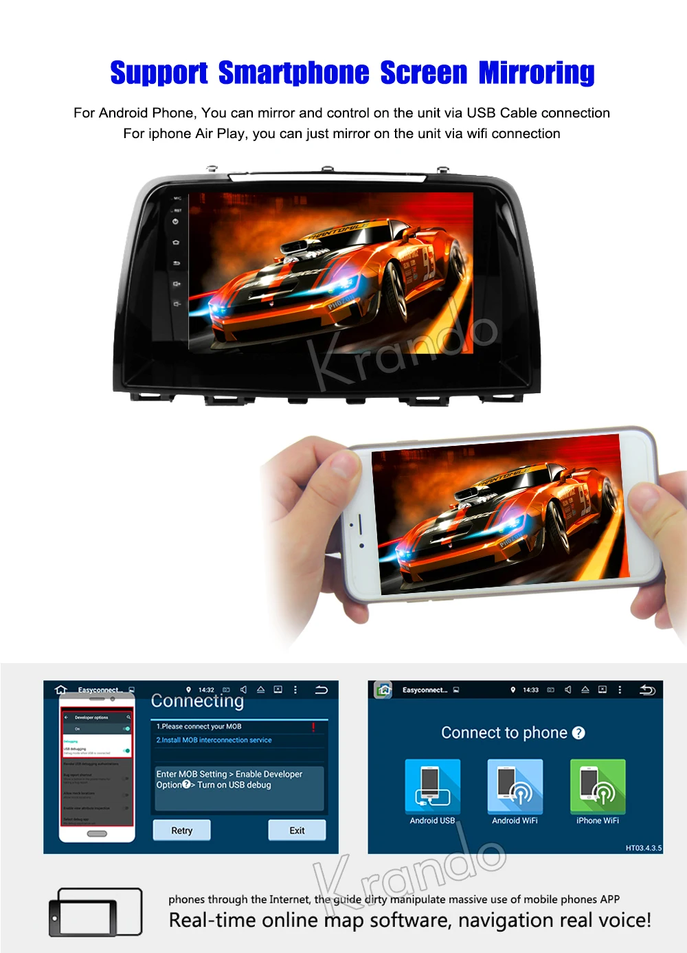 Discount Krando Android 8.1 9" Full touch car Multimedia player for MAZDA 6 / ATENZA 2013-2016 navigation system radio gps wifi BT 8