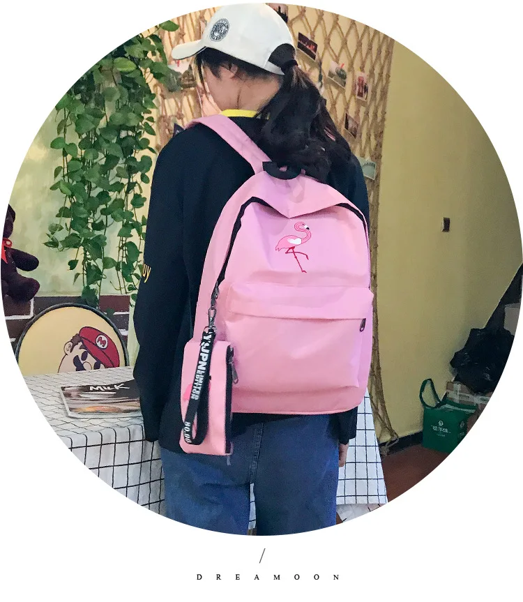 Mochilas marca feminina simples flamingo impressão mochila