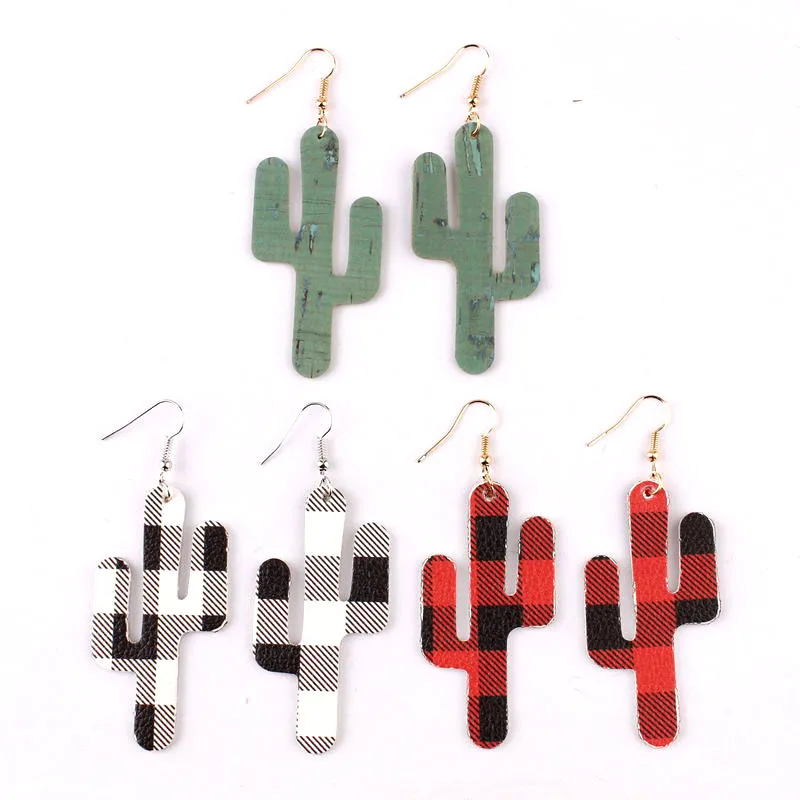 

Cutout Cactus Jewelry Cactus Leather Dangle Drop Earrings for Women Stripes Leather Drop Earrings for Women Cactus Earrings New