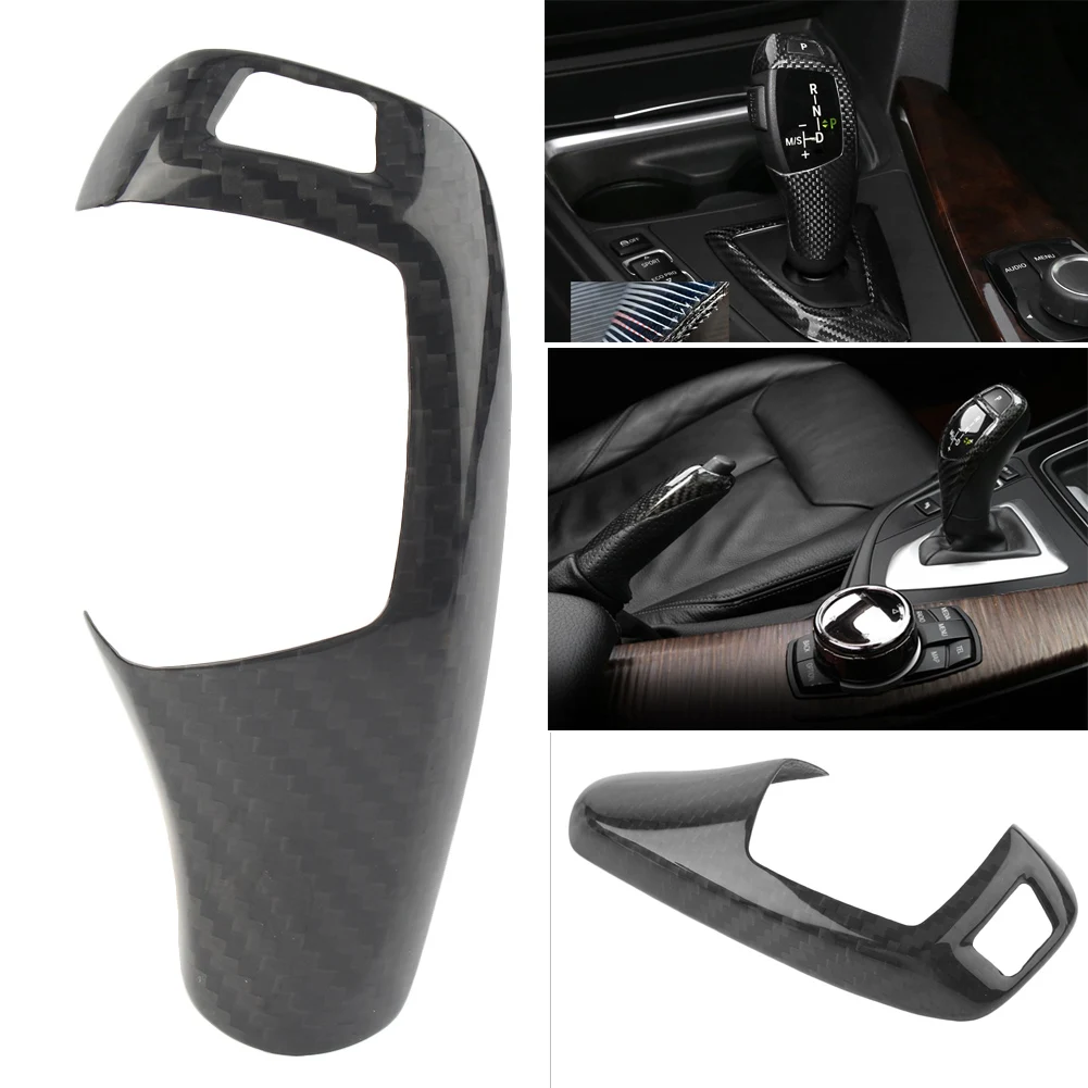 

Car Trim Gear Shift Knob Cover Panel Decal F20 F30 F31 F34 For BMW 1 2 3 4 5 Series Left Driver Black Carbon Fiber Styling ABS