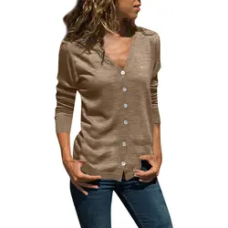 JAYCOSIN 2018 Новая мода Женская Повседневная футболка твердая кнопка вверх v-образным вырезом с длинным рукавом пуловер рубашка Топ Dropshiping 18NOV21