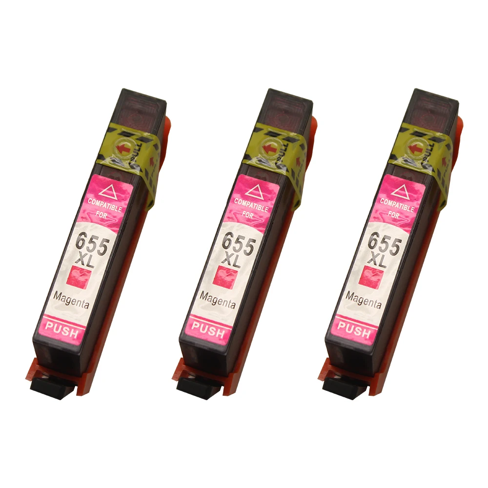 3xmagenta 655XL Chipped картридж Замена для Deskjet чернила ПРЕИМУЩЕСТВО 3525 4615 4625 5525 6525 e-All-in-One