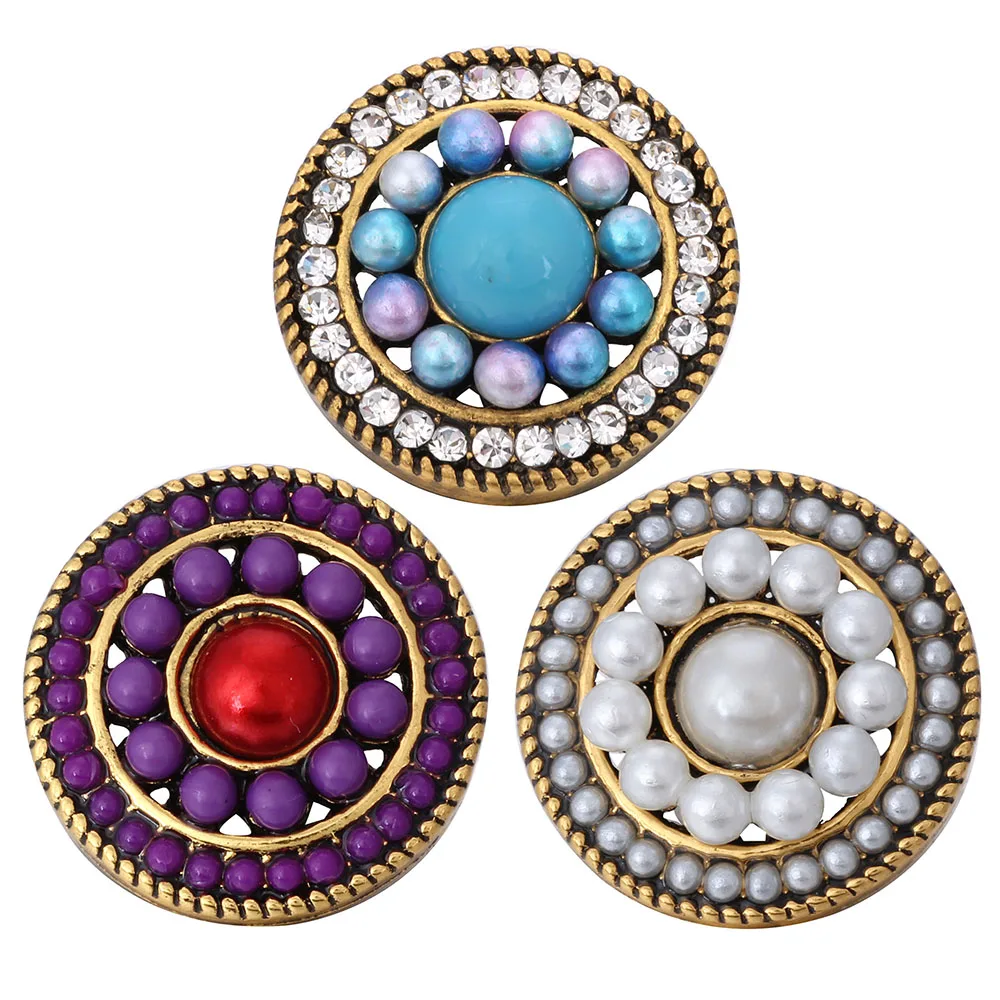 10pcs/lot New Arrival Snap Button Jewelry Rhinestone Beads 18mm Metal