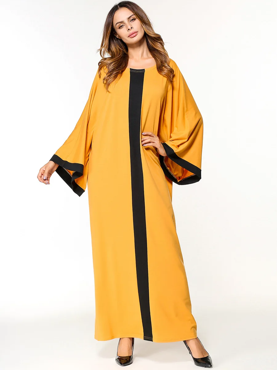 R185419 # сплошной плюс Размеры мусс средней длины большой Размеры платье Ближний Восток муслин халаты Аравия Musulman Абаи mujer Vestidos