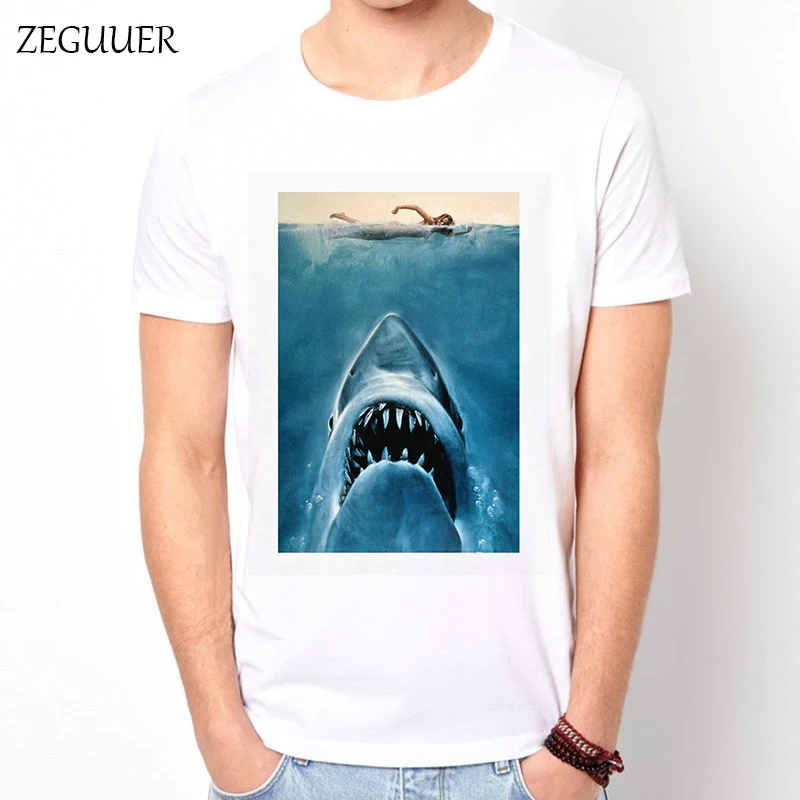 

Jaws Classic T Shirt Funny T Shirts Streetwear T Shirt Men Harajuku Fashion Wind Cotton Round Neck Boyfriend Gift Casual Clothes