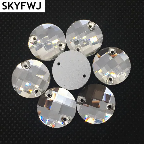 

Round Chessboard Shape Crystal Clear Color Sew on Gems Stones Flatback 2 Holes Sewing Rhinestones 8mm 10mm 12mm 14mm 16mm 18mm