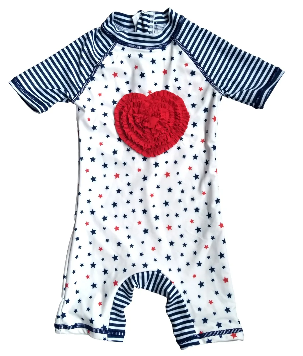 Bonverano(TM) Baby Girl Swimwear UPF 50+ UV S/S White Star Love