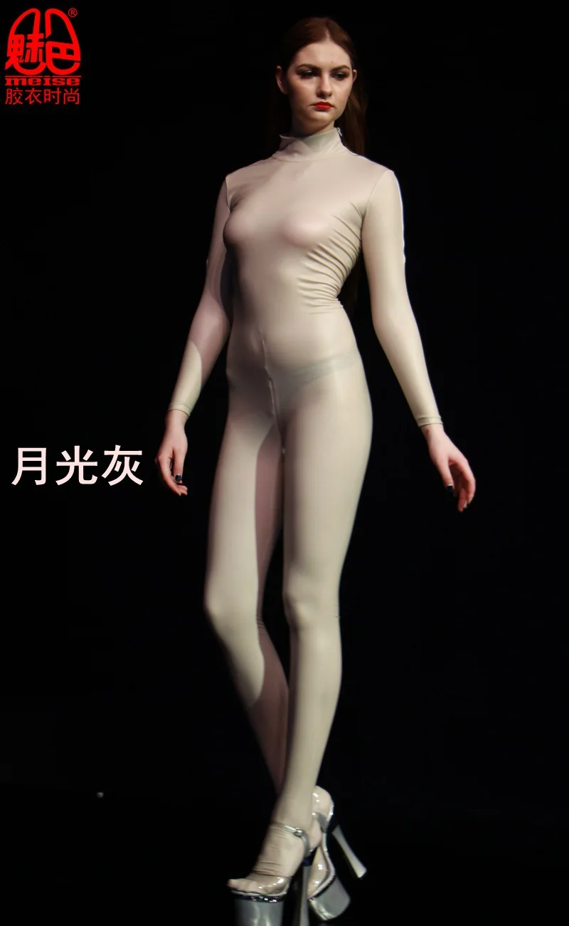 Latex Bodysuit High Elastic Long Sleeve Jumpsuit Women Turtleneck Shaping Bodyusit Open Crotch Rompers Pantyhose With Glove Mask Latex Bodysuit High Elastic Long Sleeve Jumpsuit Women Turtleneck Shaping Bodyusit Open Crotch Rompers Pantyhose With Glove Mask