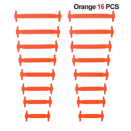 Leyou 16 шт силиконовые шнурки для обуви без шнурков эластичные плоские спортивные шнурки для бега цветные модные шнурки для обуви новые белые шнурки для обуви - Цвет: Orange