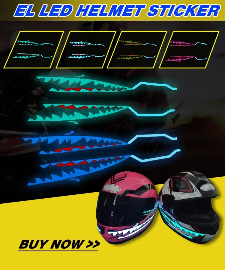 

Upgraded! 6 Color Motorcycle Helmet EL Cold Light Helmet Light Strip Night Signal Luminous Modified Strip Waterproof Shark Mouth