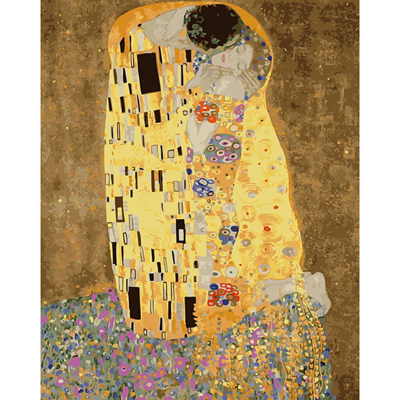 Klimt& Kiss-абстрактная живопись маслом, настенная живопись, Куадрос, декоративная картина, живопись по номерам на холсте, модульные картины TF06