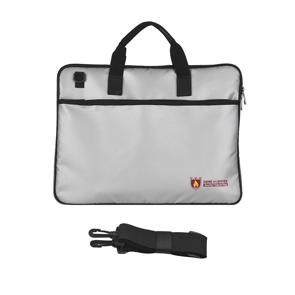

Fireproof Document Bag Organizer Silicon Coated Fire & Water Resistant Pouch with Shoulder Strap Zipper Closure Safe Storage