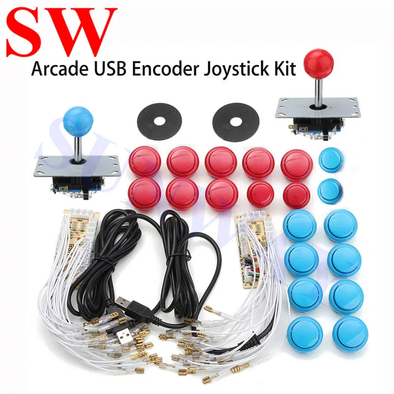 

Free shipping 2 Player Classic Arcade Contest DIY Kits USB Encoder To PC Joystick +4/ 8 Ways Sticker+ Wire Harness for MAME