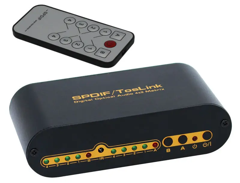3 PCS NEW High Quality Portable SPDIF / Toslink Digital Optical Audio 4 Inputs / 2 Outputs 4 * 2 True Fiber Matrix with Remote