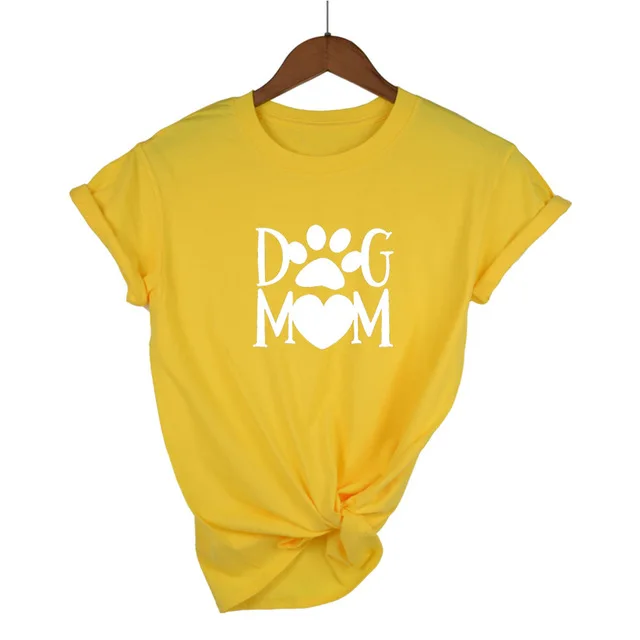 Собака Мама paw буквы harajuku принт Женская футболка хлопок Повседневная забавная футболка для Леди Девушка Топ Футболка хипстер Прямая поставка - Цвет: Yellow-W