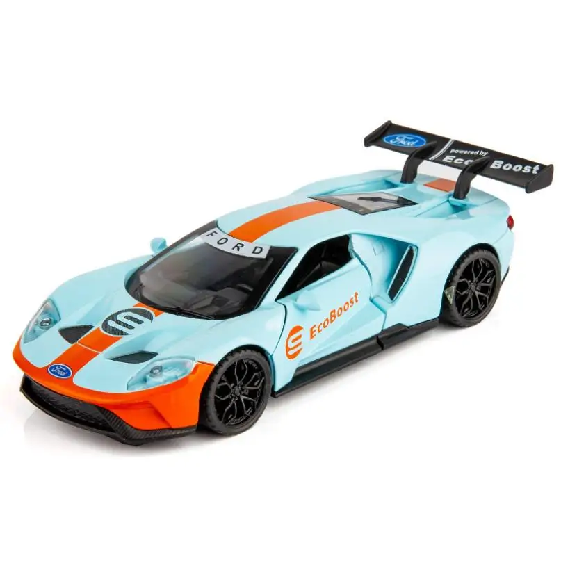 1:32 classic Ford GT Diecasts& Toy Vehicles Car Model With Sound&Light Collection Car Toys For Boy Children Gift - Цвет: Синий