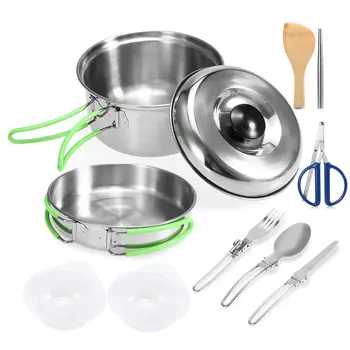 

Lixada Camping Cookware Mess Kit Outdoor Camping Hiking Picnic Portable Cooking Pot Pan Set Cookset Tableware Cutlery Set