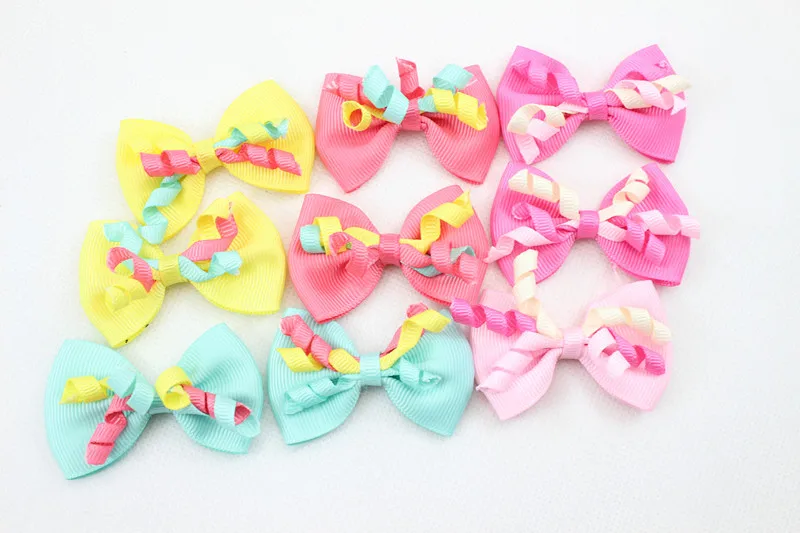 10pcs New Mini Ribbon Korker Hair Bow Clip For Girl And Woman Hair