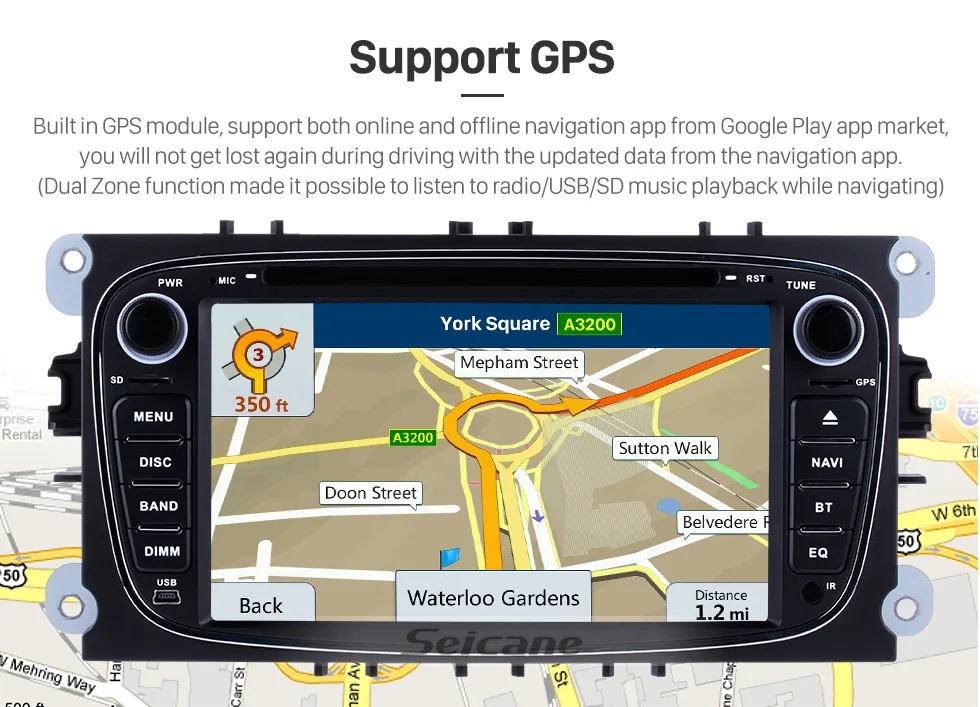 Sale Seicane 2Din Android 8.0 7" Car Radio GPS Multimedia Player Head Unit For Ford Focus TRANSIT CONNECT MONDEO S-max 8