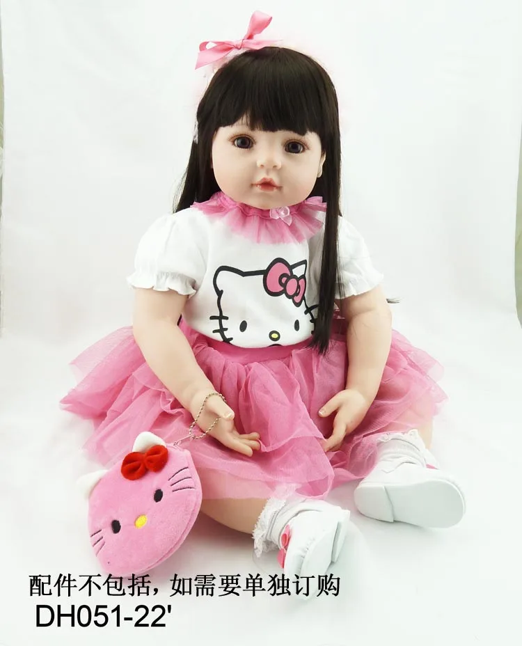 

22 inches 55 cm Silicone baby reborn dolls, realistic doll reborn babies toys toys for pink princess girl gift toys for children