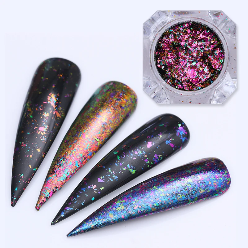 

Chameleon Irregular Nail Sequins Tips Mixed Color Glitter Paillettes Nail Flakes Powder UV Color Gel Decoration