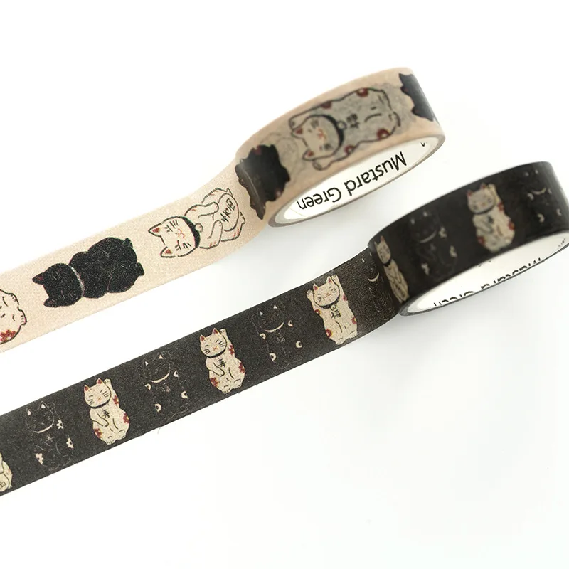 

Wheat and Fortune Cat Series Box tape and paper hand torn tape 15mmx3m 2