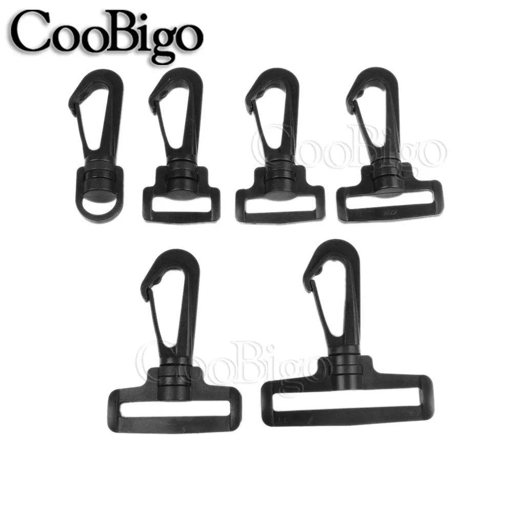 

10pcs Swivel Snap Hooks Hardware Side Release Buckle Plastic 6 Size Pick 12mm~50mm Webbing Paracord Backpack Straps Bag Parts
