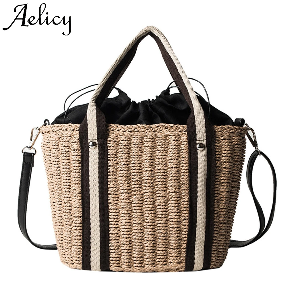 

Aelicy Fashion Ladies Beach Wild Woven Wild Shoulder Bag Messenger Bag High Quality Solid Bag Simple Phone Pocket Handbag
