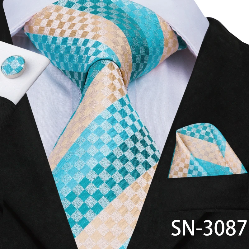 SN-3087 Hi-Tie, новинка, зеленые шелковые мужские галстуки для мужчин, 8,5 см, Классические мужские галстуки для свадебной вечеринки, набор, животные, полосатый галстук на шею и носовые платки - Цвет: SN-3087