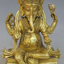 Bi001662 1" Тибет Буддизм Бронзовый 24 К Золото Слон Бог Ганеш Господь Ганеша Статуя Будды