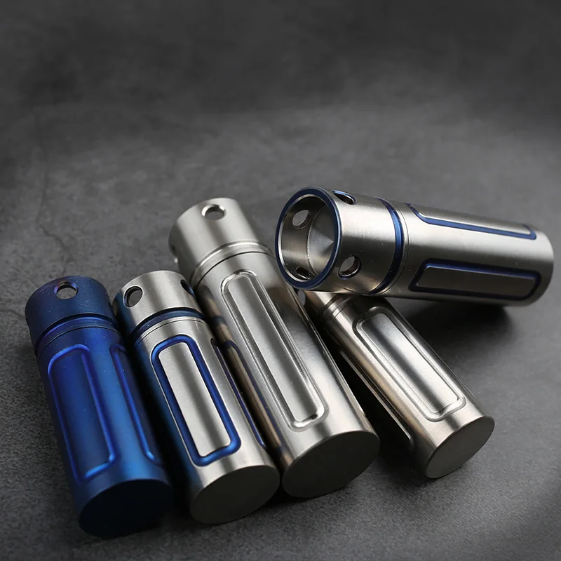 Pure titanium alloy waterproof warehouse high-end portable small pills box mini sealed cans outdoor EDC storage medicine bottle