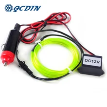 QCDIN 5 м интерьерный автомобильный светильник ing 10 цветов EL светодиодный 12 в EL светильник для стайлинга автомобиля гибкий неоновый светильник для украшения автомобиля