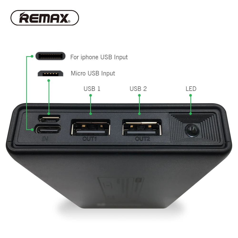 Remax USB Power Bank 20000mAh Fast Charge Portable Charger Type C Micro Usb Led Lamp External Battery for Xiaomi/samsung/iphone