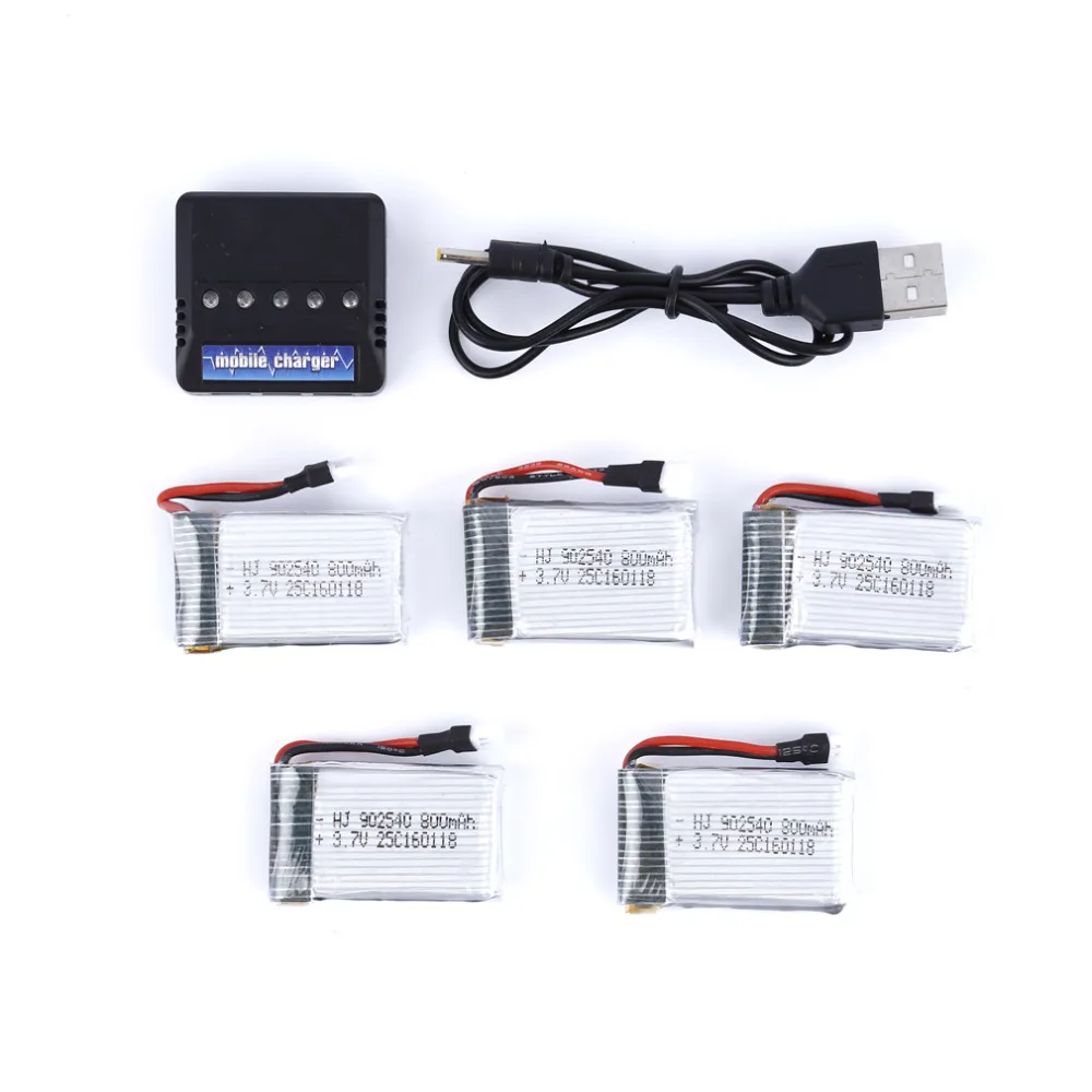 5 шт. 3 7 в 800 мАч lipo батарея с 1 USB зарядное устройство для Syma X5SC X5C X5SW|3.7v 800mah battery|lipo