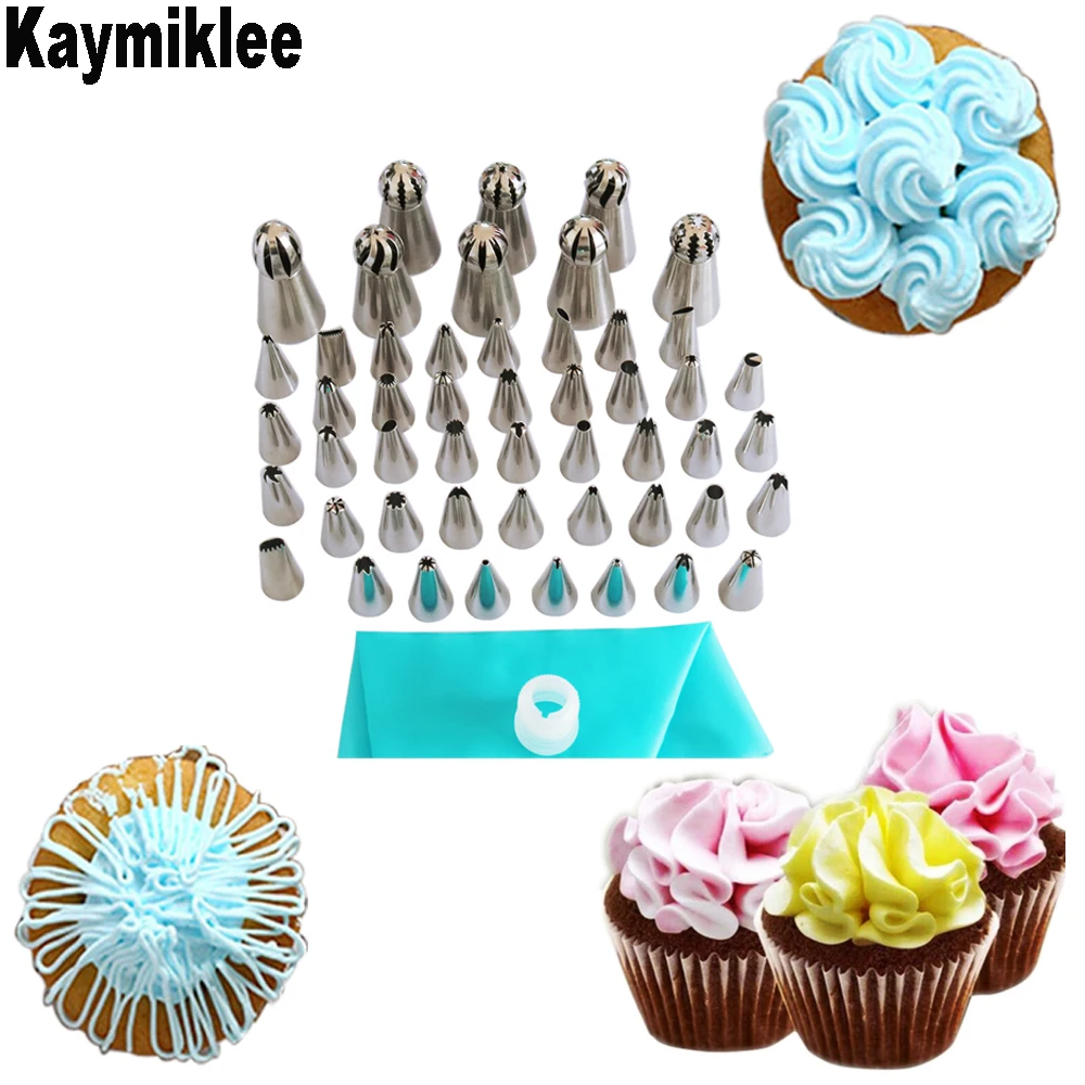 

Kaymiklee 52PCS/SET Icing Nozzle Cake Pastry Decorating Tools Russian Icing Sugar Cupcake Piping Decoration Nozzle Sets CS117