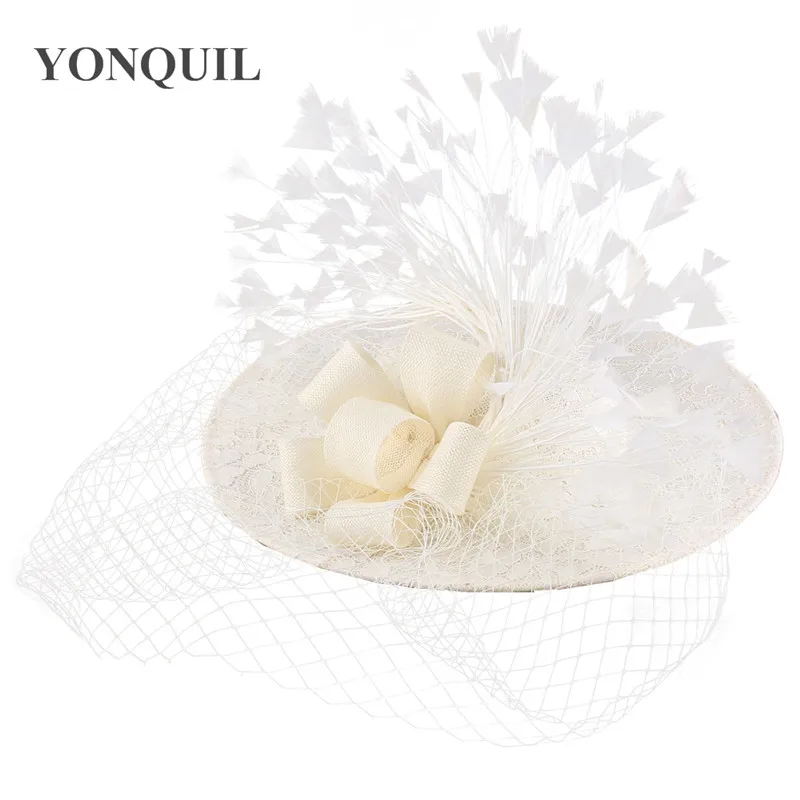 Kenducky Ivory Mesh Fascinator Wedding Hats Bbridal Marry Headwear Elegant Ladies Women Chapeau Caps Party Race Headbands Mesh